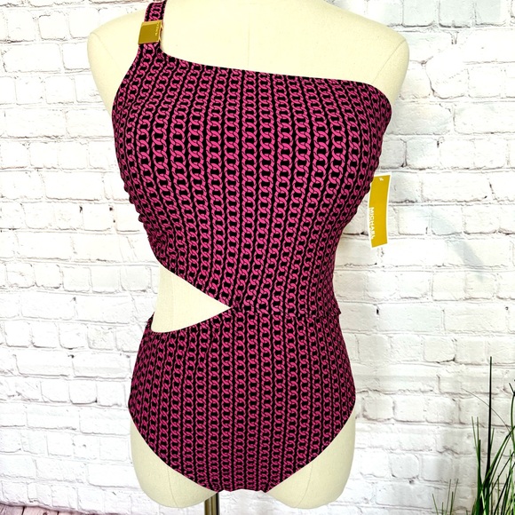 MICHAEL KORS Asymmetric One Shoulder Cutout One-Piece Swimsuit--12 - Picture 4 of 14